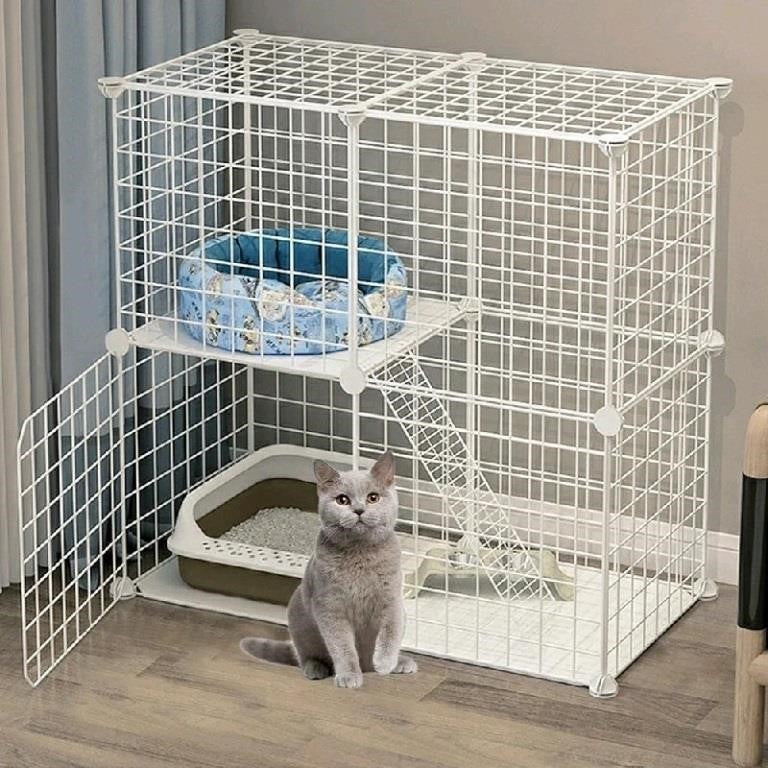 BNOSDM, 2 Tier Cat Cage Indoor Detachable Meta