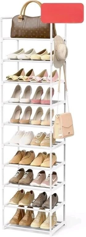 VTRIN Narrow Shoe Rack 10 Tiers Tall