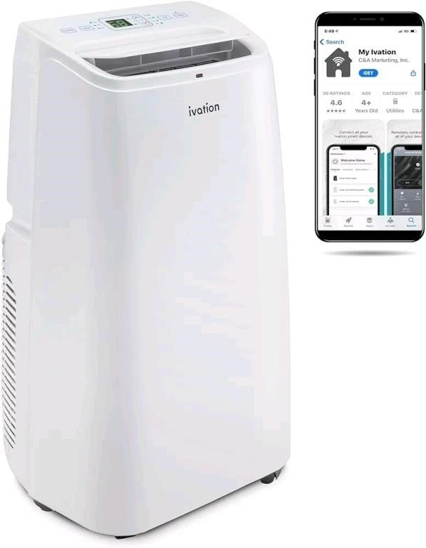 Ivation 8,500 BTU Portable Air Conditioner Rooms U