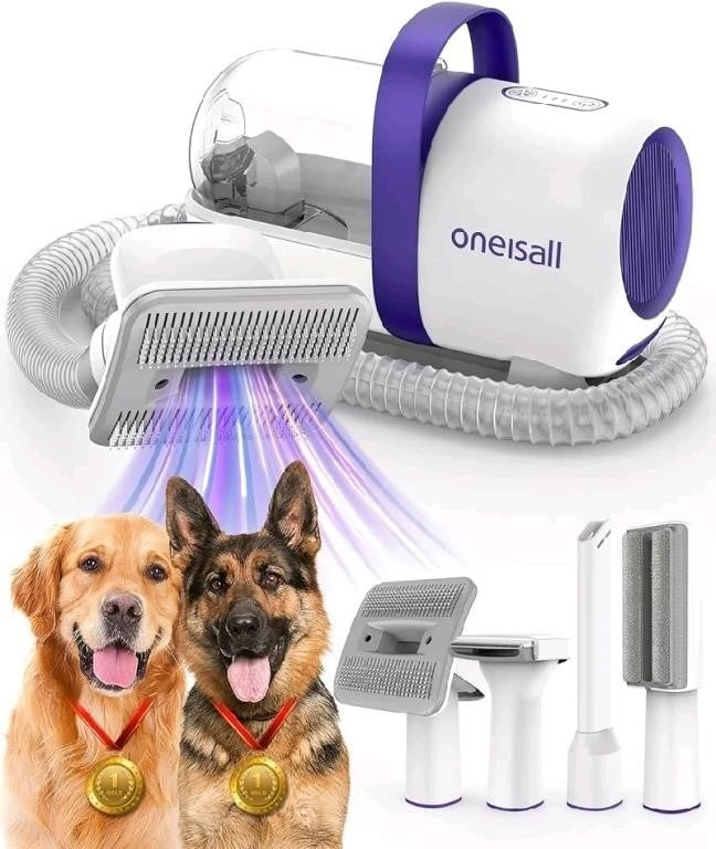 Oneisall 1.5L Pet Vacuum Brush for Shedding Groomi