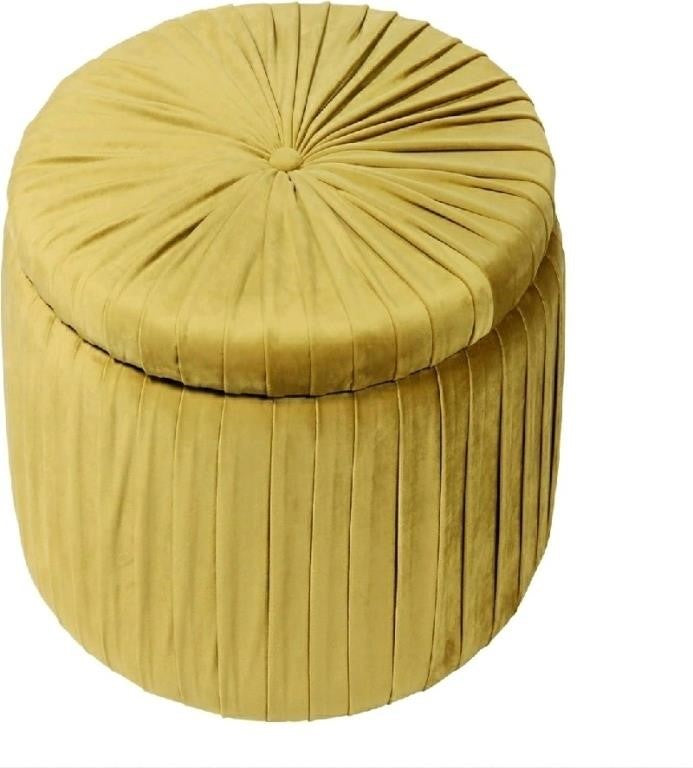 PINPLUS, 22" Velvet Round Storage Ottoman