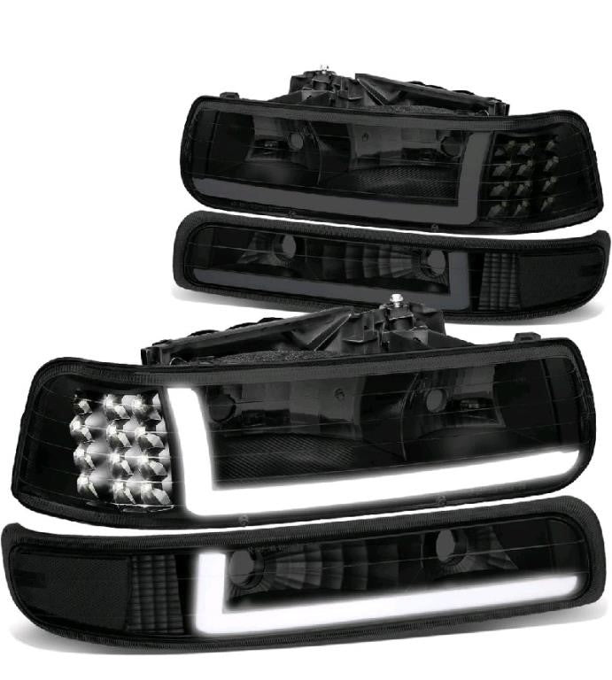 DNA MOTORING HL-055G, Smoked Lens Pair LED DRL Headlight Bumper