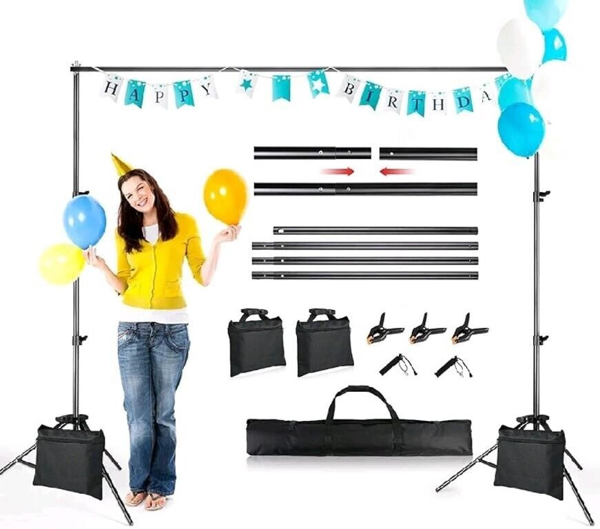 Backdrop Stand 6.5x10ft, Photo Video Studio Adjustable