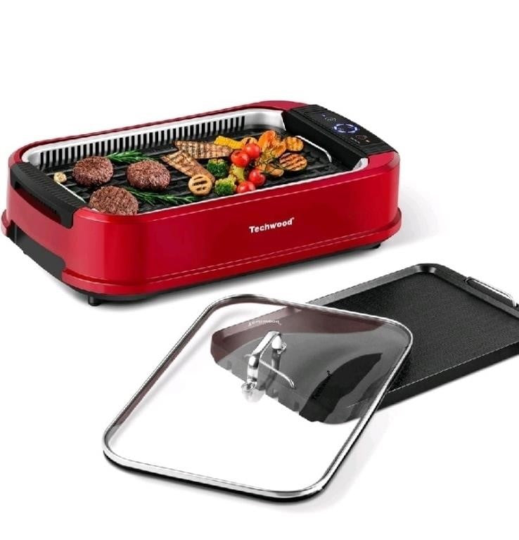 Techwood Indoor Grill Smokeless Grill, 1500W, BBQ