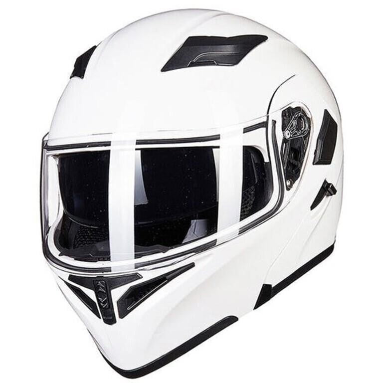 ILM, Modular Flip up Full Face Motorcycle Helmet, ILM 902, White