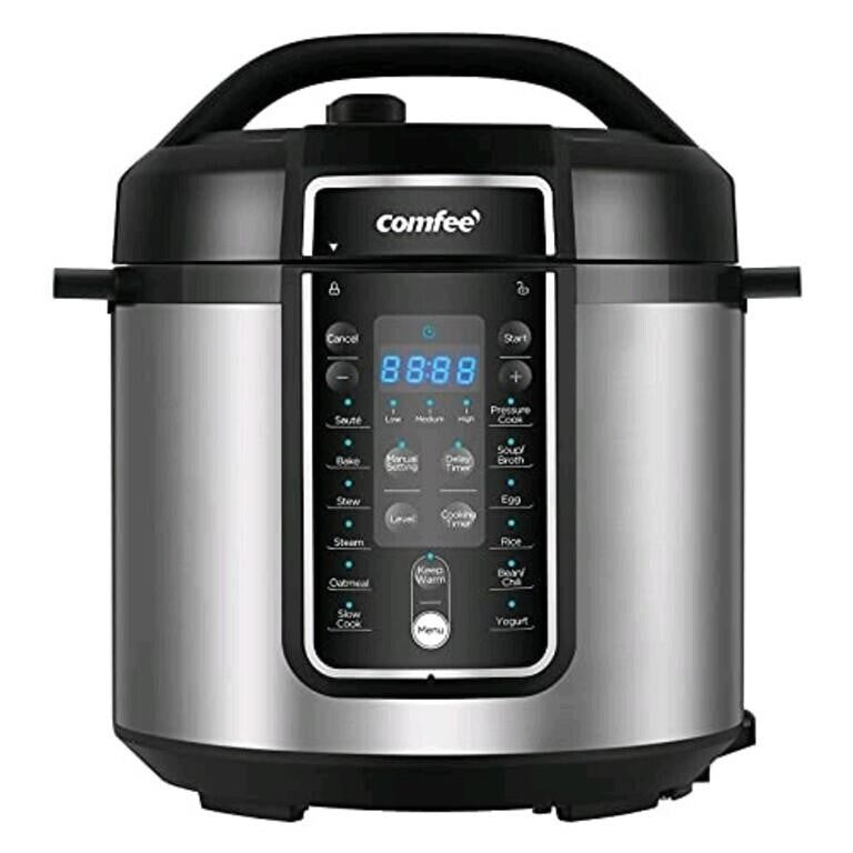 COMFEE’ Pressure Cooker 6 Quart with 12 Presets, M